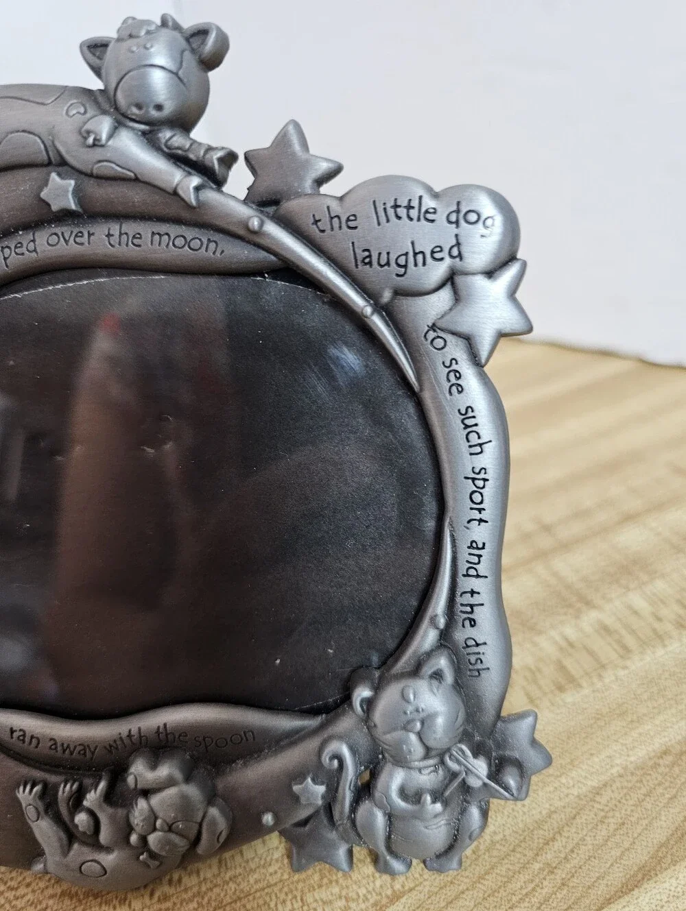 Vintage Hey Diddle Diddle Nursery Rhyme Pewter Finish 3.5x5 Photo Picture Frame